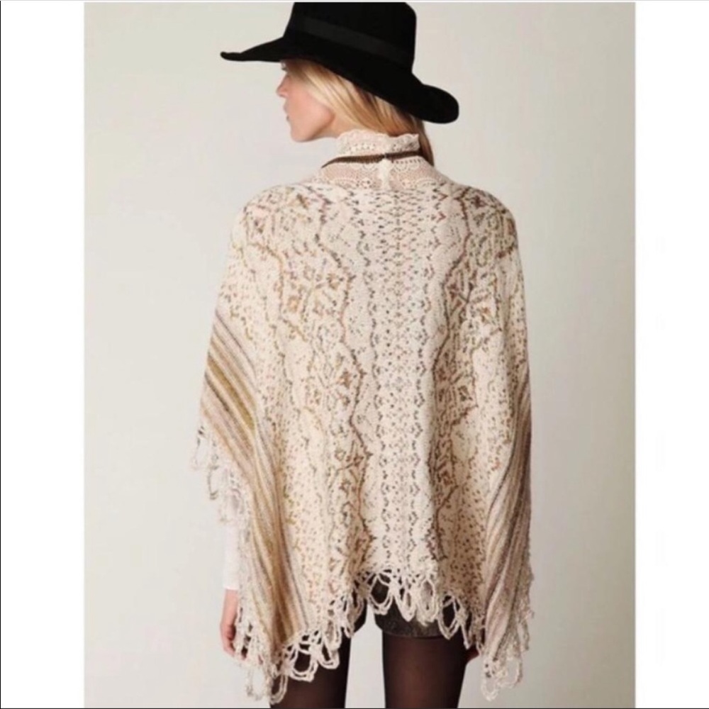 Free People cream fair isle boho poncho sweater